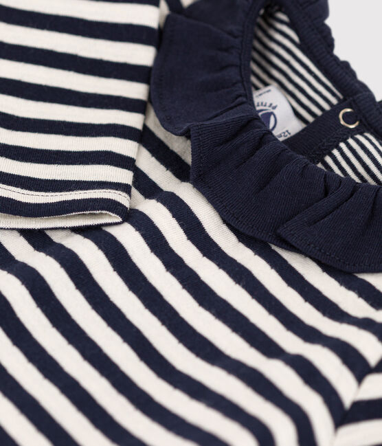 Babies' Super Fine Velour Blouse SMOKING blue/AVALANCHE