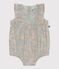 Babies' sleeveless floral print cotton gauze rompers blue/multicolor