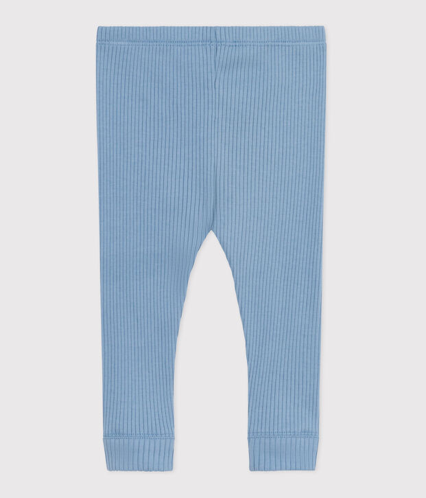 Babies' plain cotton leggings blue