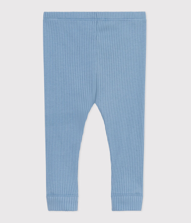 Babies' plain cotton leggings blue