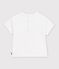 Babies' plain short-sleeved patterned cotton T-shirt white