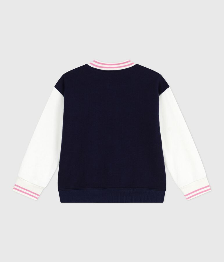 Children's varsity-style jacket in plain cotton blue