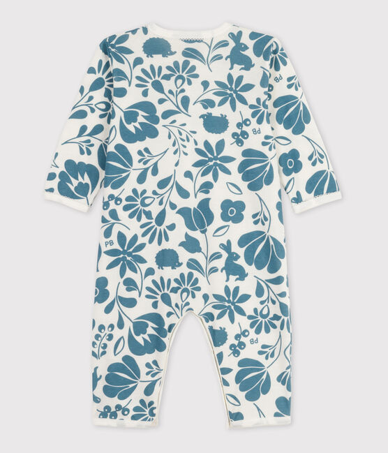 Babies' Floral Footless Cotton Sleepsuit MARSHMALLOW white/ROVER