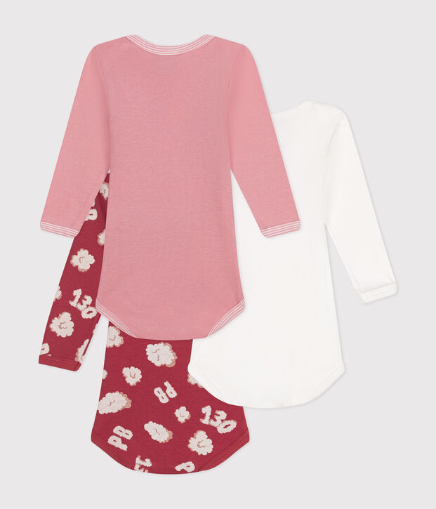 Babies' long-sleeved cotton bodysuits - 3-Pack multicolor