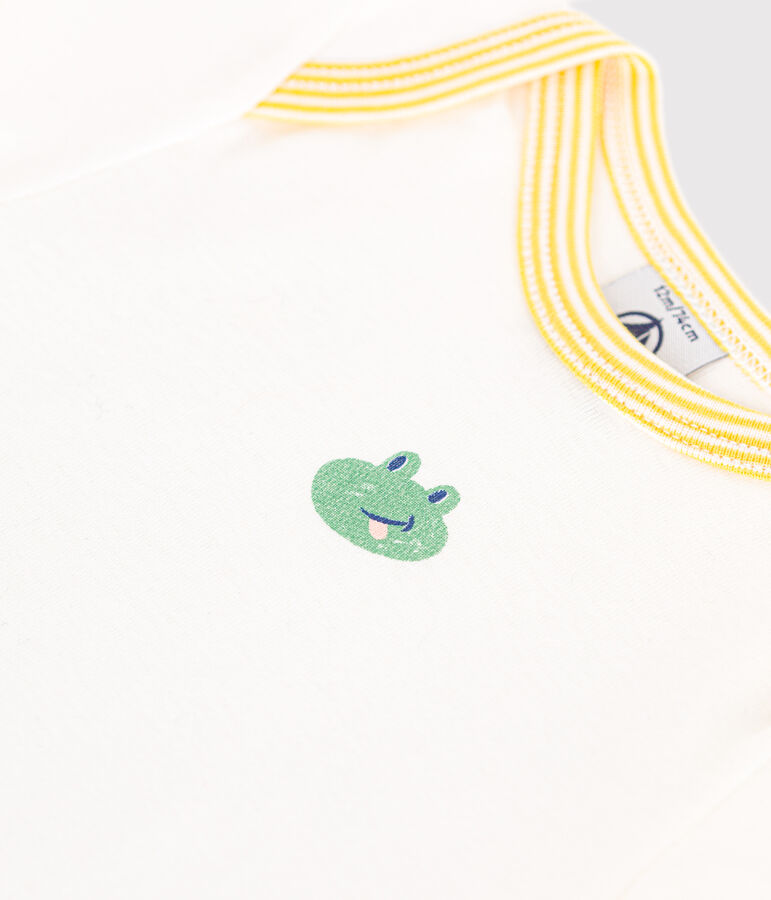Babies' short-sleeved printed cotton body white