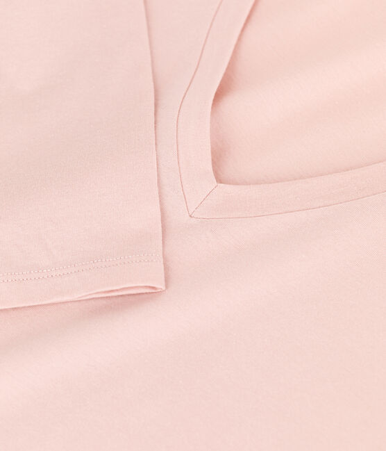 Women's Straight Cotton V-Neck T-Shirt SALINE pink