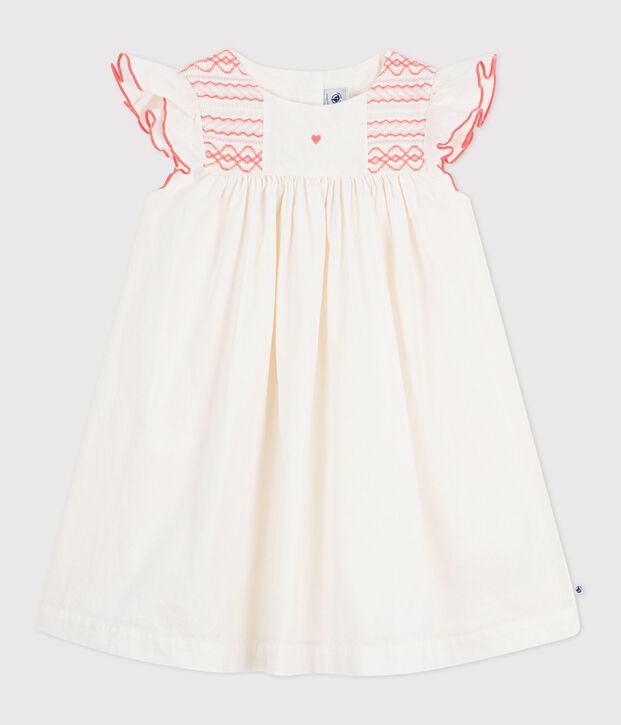Children's short-sleeved cotton dress white