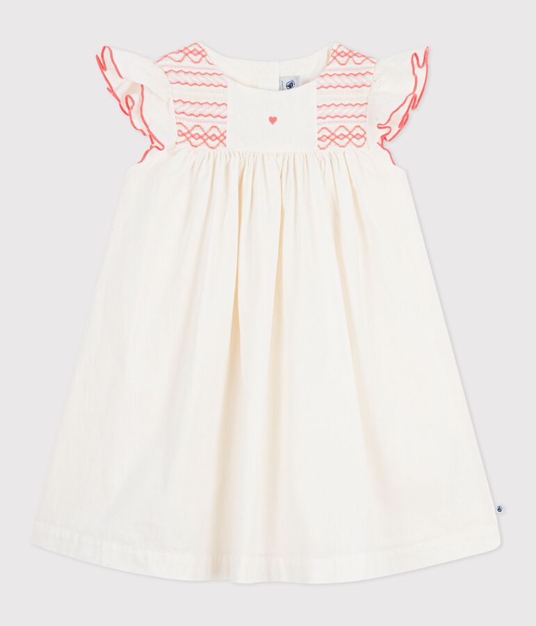 Children's short-sleeved cotton dress white