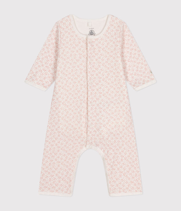 Babies' Footless Cotton Bodyjama white/pink