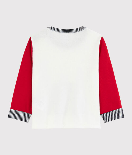 Baby boy's colourblock t-shirt MARSHMALLOW white/TERKUIT red