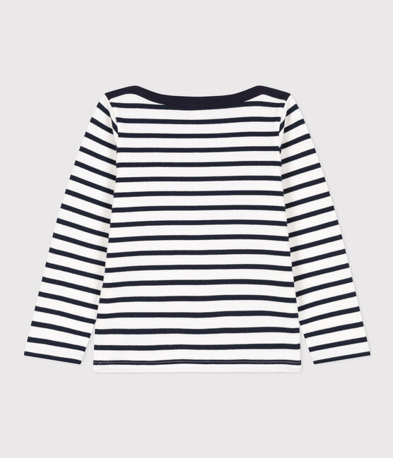 Children's Unisex Organic Cotton Breton Top MARSHMALLOW white/SMOKING blue