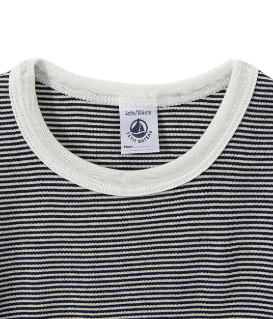 Boy's shortie pyjamas with milleraies stripes SMOKING blue/LAIT white