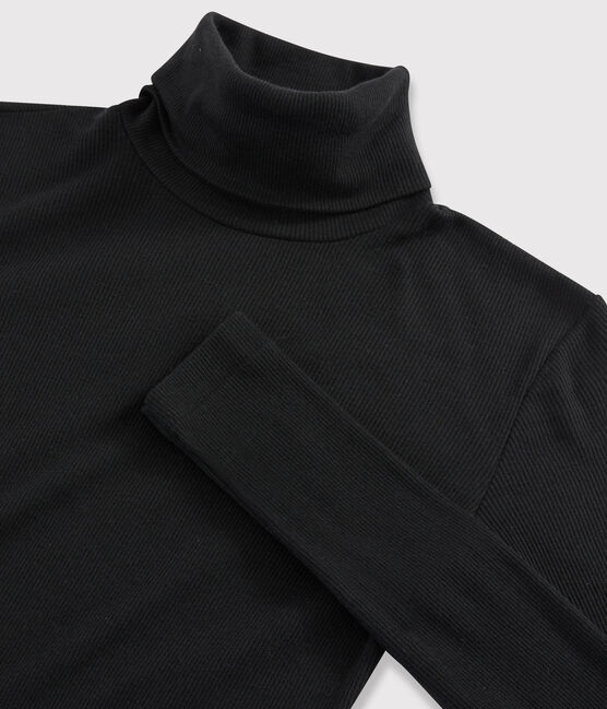 Women's Wool/Cotton Blend Polo Neck NOIR black