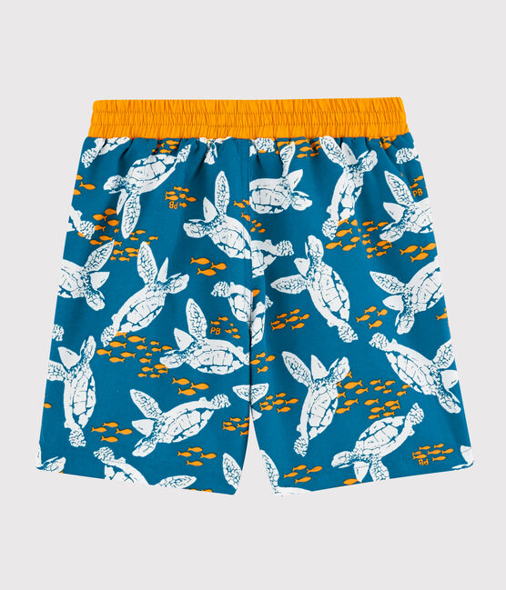 Boys' Recycled Swimming Trunks MYKONOS blue/MULTICO ecru