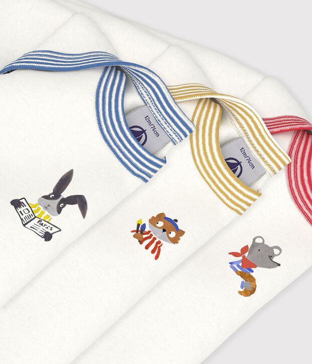 Pack of plain cotton long-sleeved bodies for babies multicolor