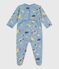 Babies' brushed fleece printed pyjama suit with a back opening ADRIATIC /MARSHMALLOW