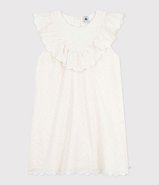 Children's short-sleeved heart-patterned cotton dress white