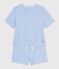 Women's short stripy cotton pyjamas blue/white