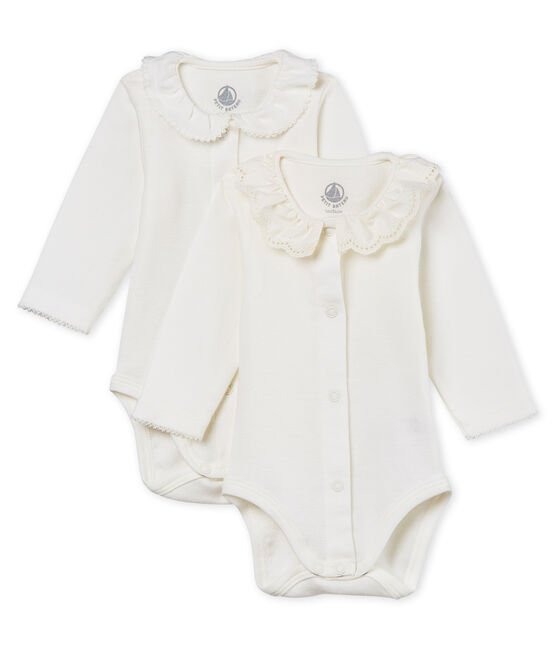 Baby girls' long-sleeved bodysuit with collar - 2-piece set variante 1