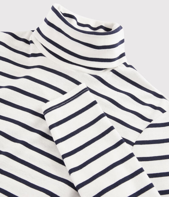 Women's Iconic Striped Cotton Polo Neck MARSHMALLOW white/SMOKING blue