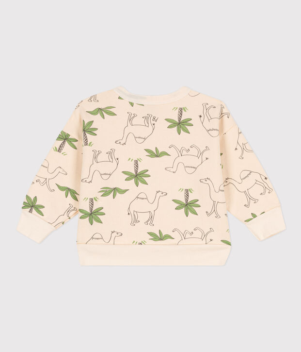 Babies' Patterned Fleece Sweatshirt Ecru/multicolor