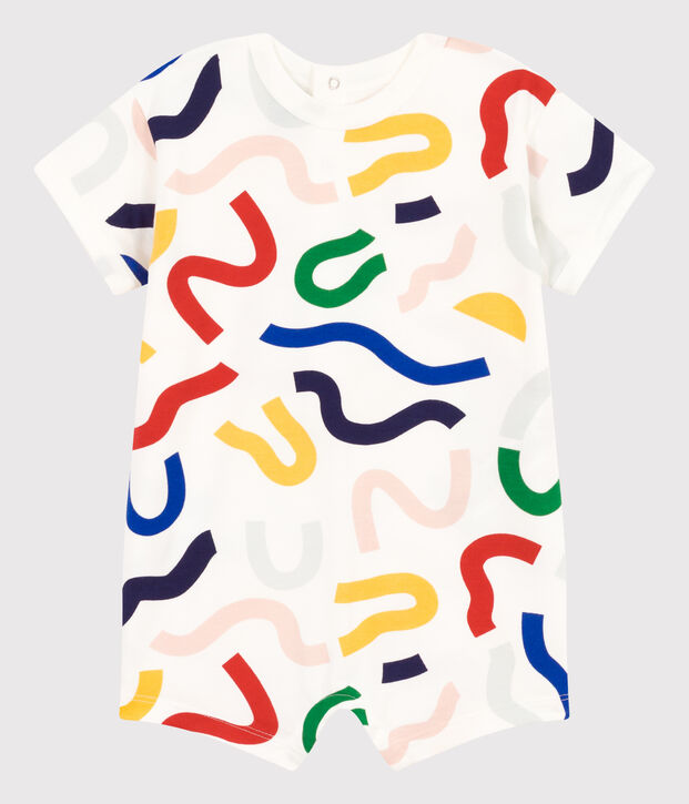 Babies' Printed Fleece Playsuit white/multicolor