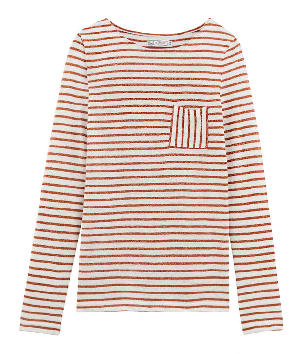 Women's long-sleeved iconic linen t-shirt white/pink