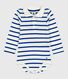 Babies' stripy cotton body with a polo shirt collar