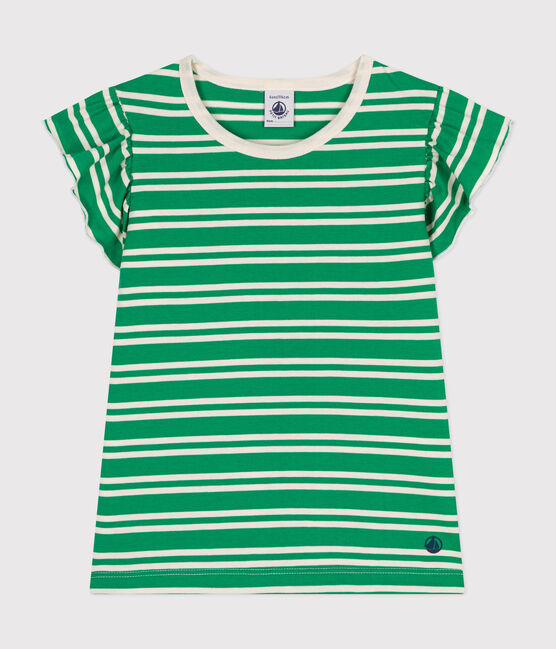 Girls' Lightweight Striped Jersey T-Shirt PRADO /AVALANCHE