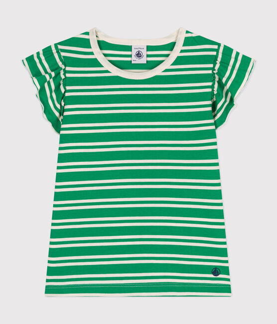 Girls' Lightweight Striped Jersey T-Shirt PRADO /AVALANCHE