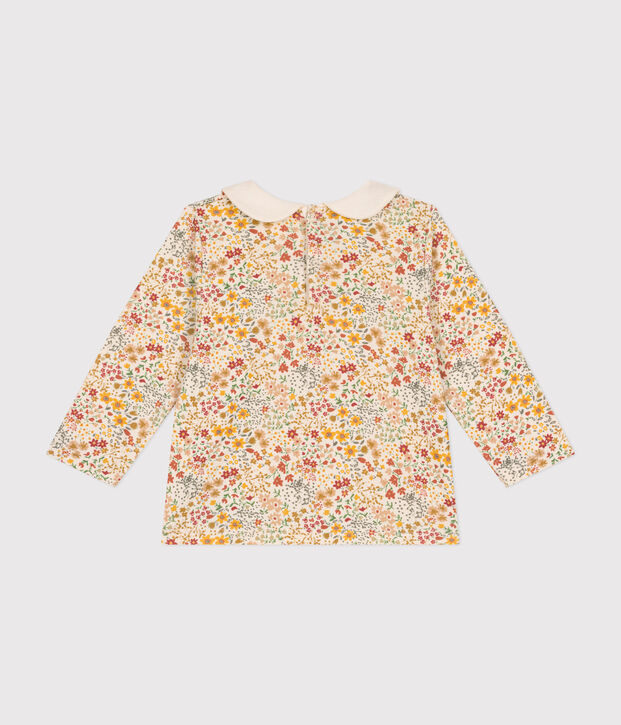 Babies' cotton blouse with a collar Ecru/multicolor