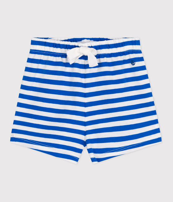 Babies stripy cotton shorts PORCELANA blue/MARSHMALLOW