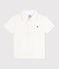 Children's plain short-sleeved cotton polo shirt MARSHMALLOW white