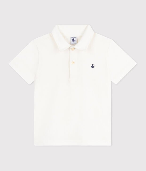 Children's plain short-sleeved cotton polo shirt white
