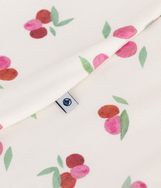 Babies' 1 TOG floral cotton sleeping bag MARSHMALLOW white/MULTICO white