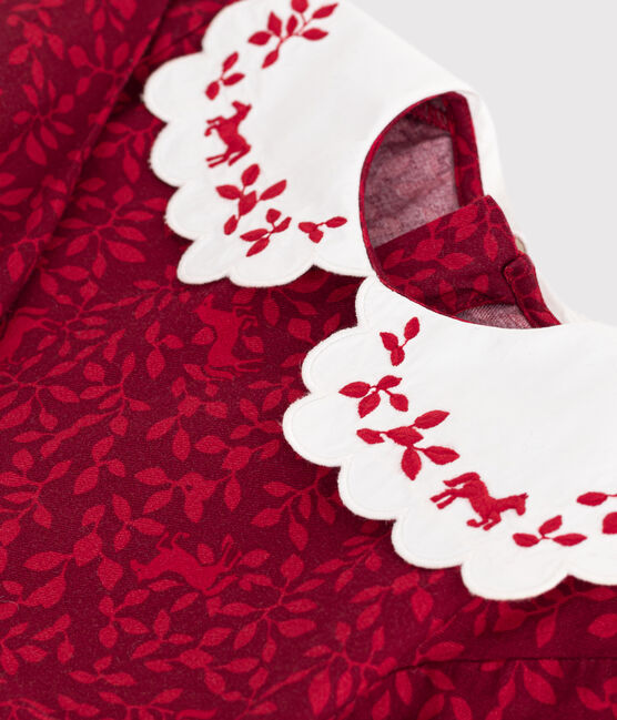 Children's long-sleeved printed flannel dress AMARANTE red/TERKUIT