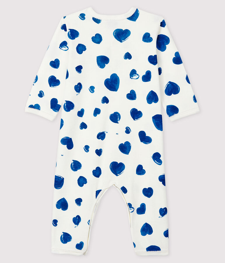 Baby Girls' Footless Blue Heart Ribbed Sleepsuit white/multicolor