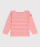 Children's unisex long-sleeved cotton Breton top FLEUR pink/SPICY