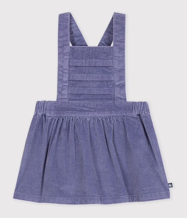 Babies' long-sleeved plain corduroy dress purple