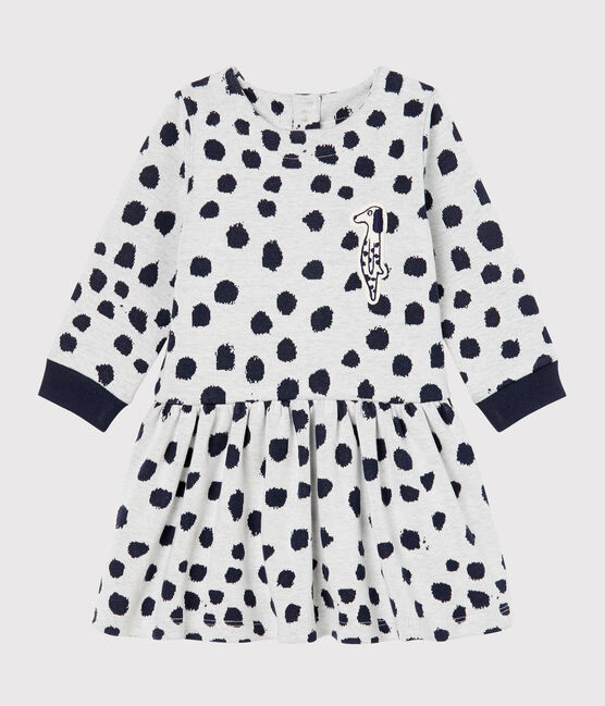 Baby Girls' Long-Sleeved Dress by Jean Jullien MARSHMALLOW white/DOTTIES