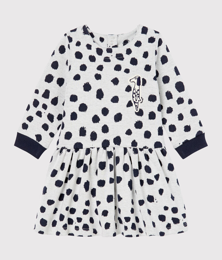 Baby Girls' Long-Sleeved Dress by Jean Jullien white/DOTTIES