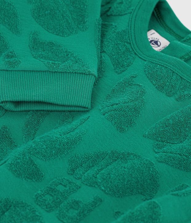 Babies' palm tree pattern cotton hoodie green