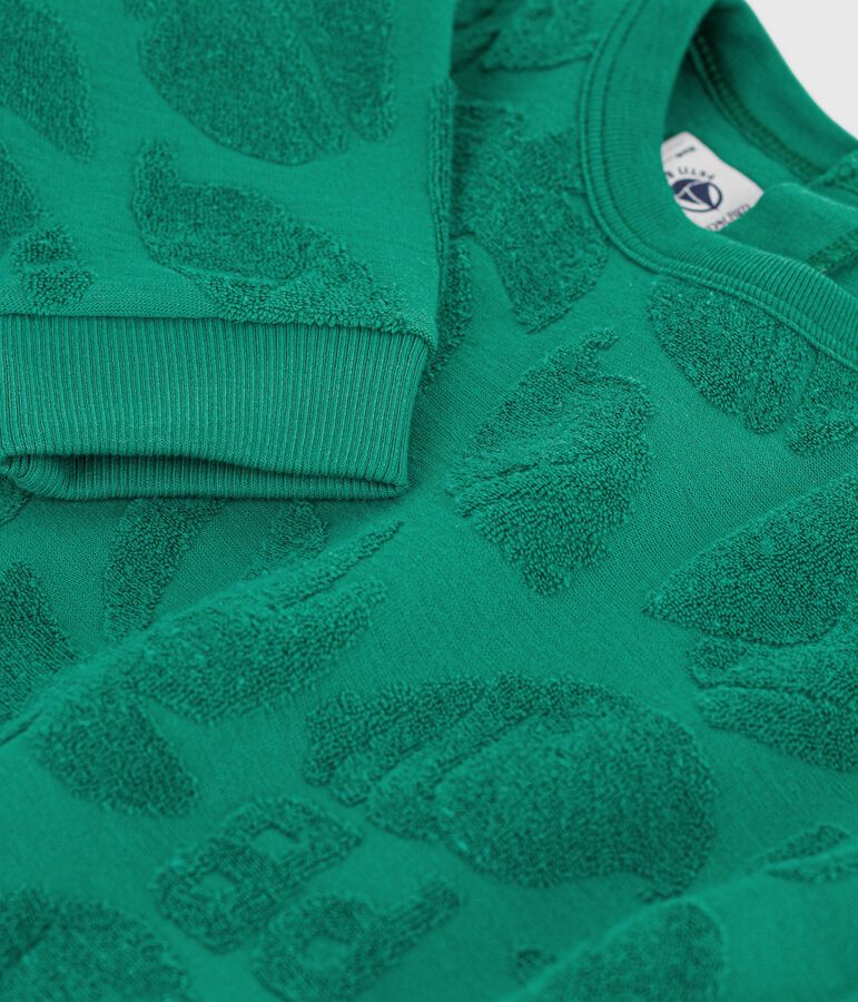 Babies' palm tree pattern cotton hoodie green