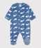 Babies' onesie in whale-print fleece blue/white
