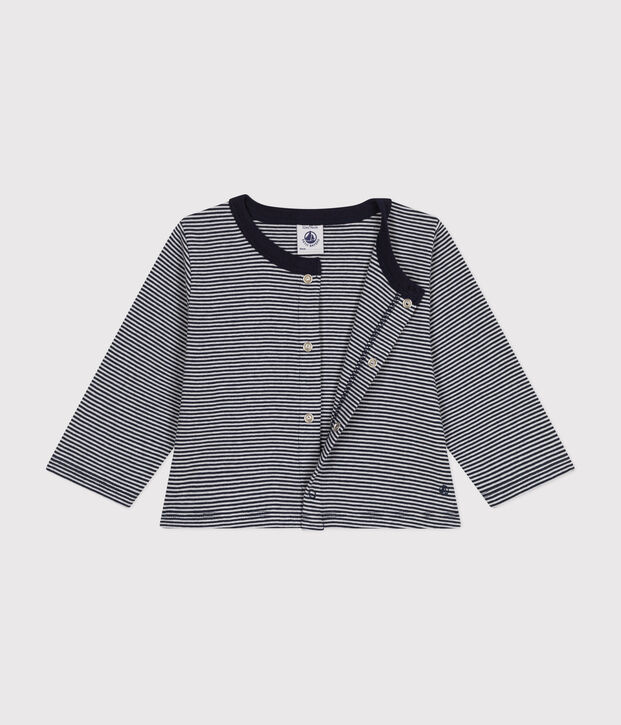 Babies' Stripy Tube Knit Cardigan blue/white