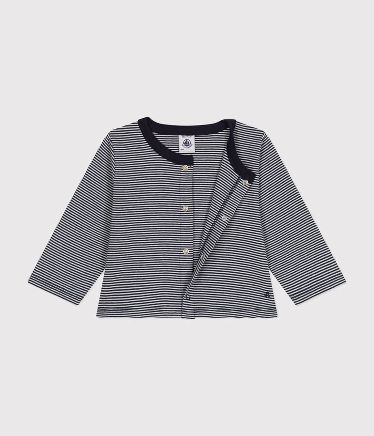 Babies' Stripy Tube Knit Cardigan blue/white
