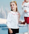 Children's long-sleeved plain cotton poplin blouse ECUME white