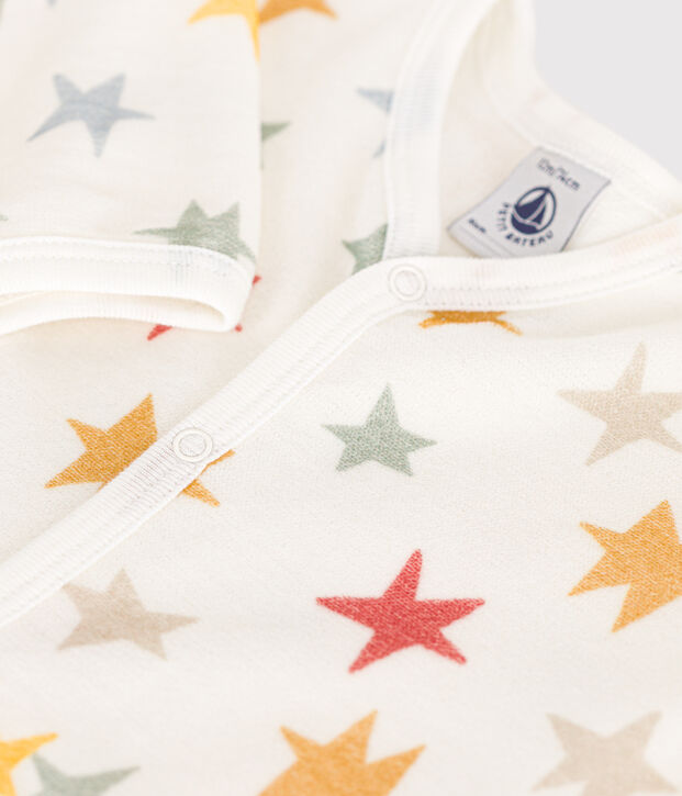 Babies' star print velour pyjamas white/multicolor