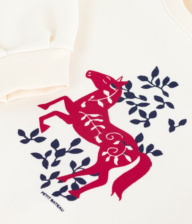 Children's printed cotton sweatshirt Ecru