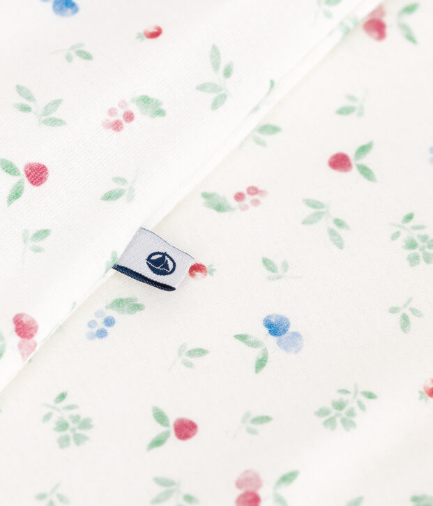 Babies' footless fruit pattern cotton bodyjama white/multicolor